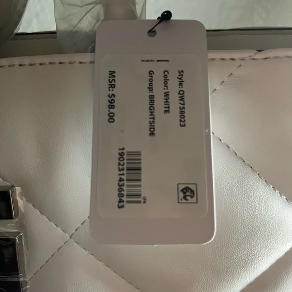 Guess White Quilted Tote with Silver Accent NWT - Picture 9 of 10